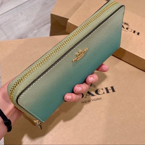 Coach Green Ombre Accordion Zip Around Wallet - Picture 5 of 8